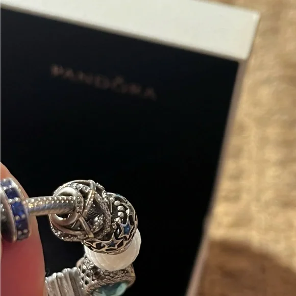 PANDORA Silver 925 Bracelet Full Of 16 Charm Beads L18cm with Box - Picture 11 of 15